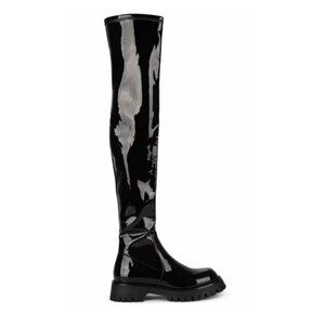 JEFFREY CAMPBELL Break Thigh High Over Knee Boot in Black Patent RRP225